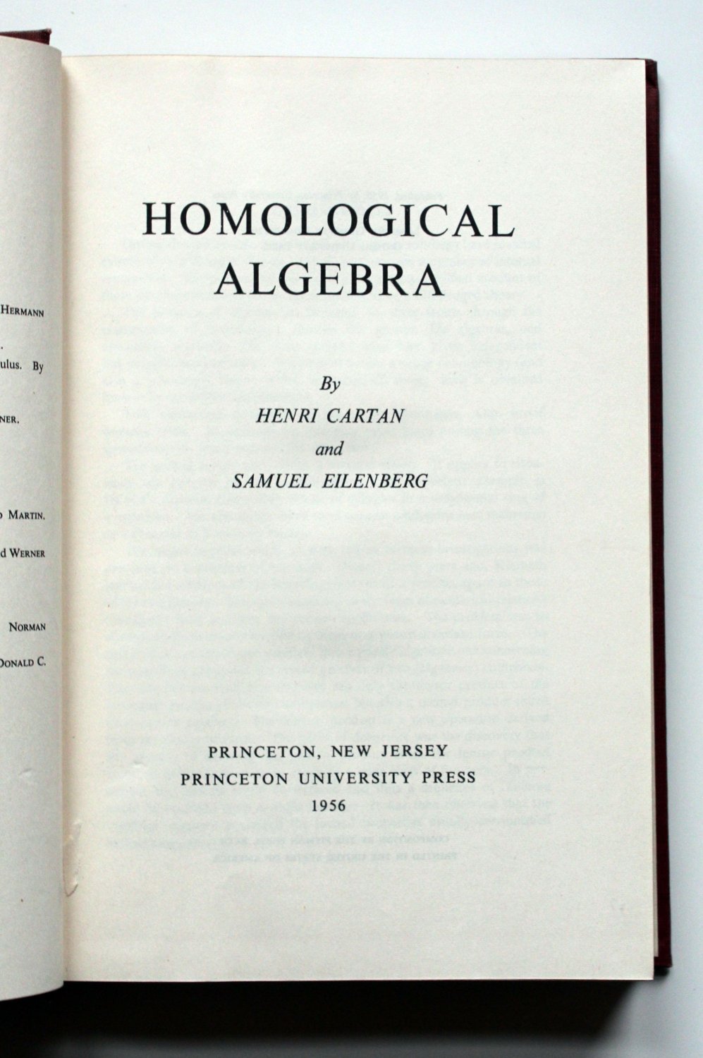 Homological Algebra “ (Cartan, Henri / Samuel Eilenberg